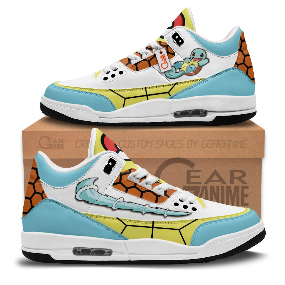 Squirtle Custom Anime Retro 3 Leather Sneakers