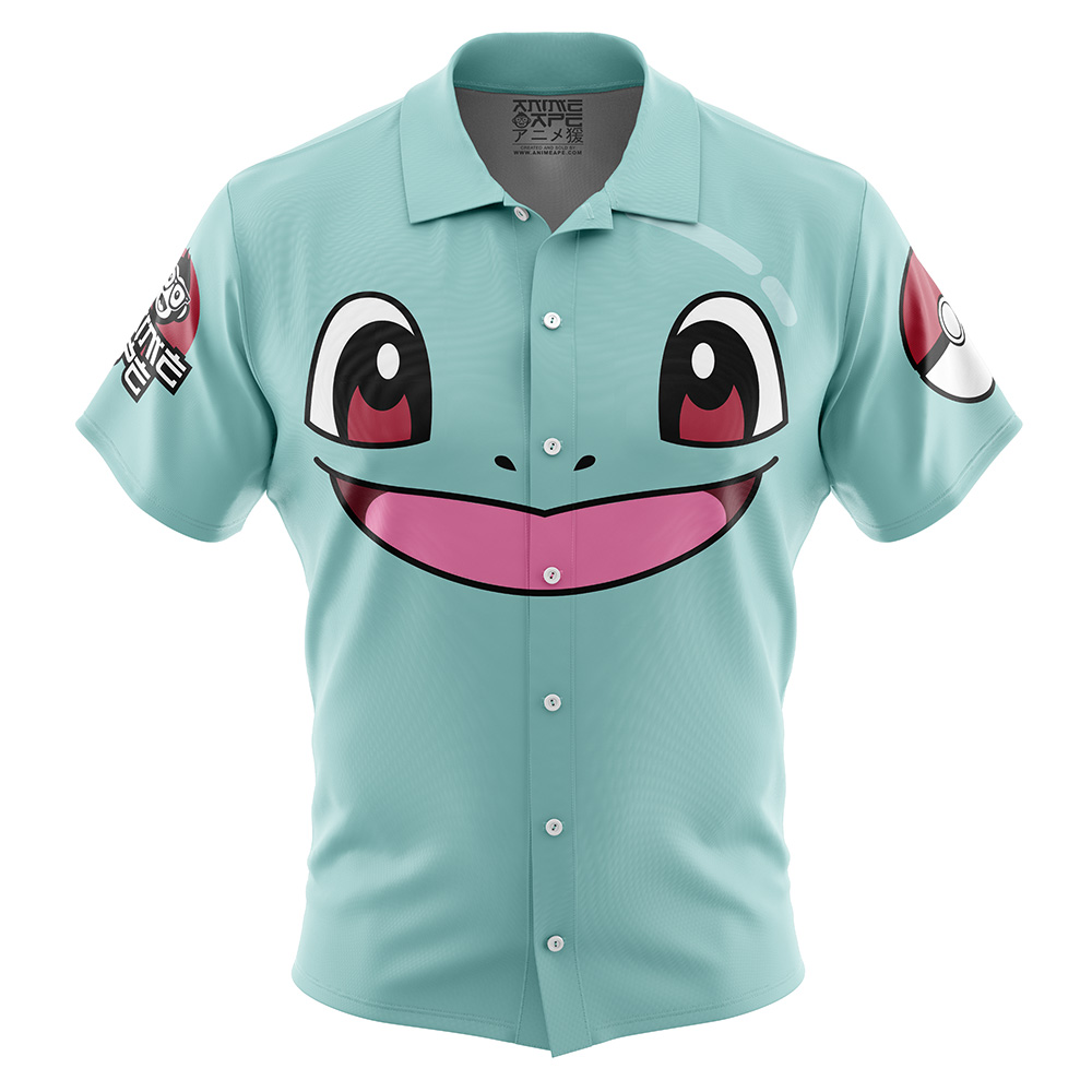 Squirtle Face Pokemon Button Up Hawaiian Shirt