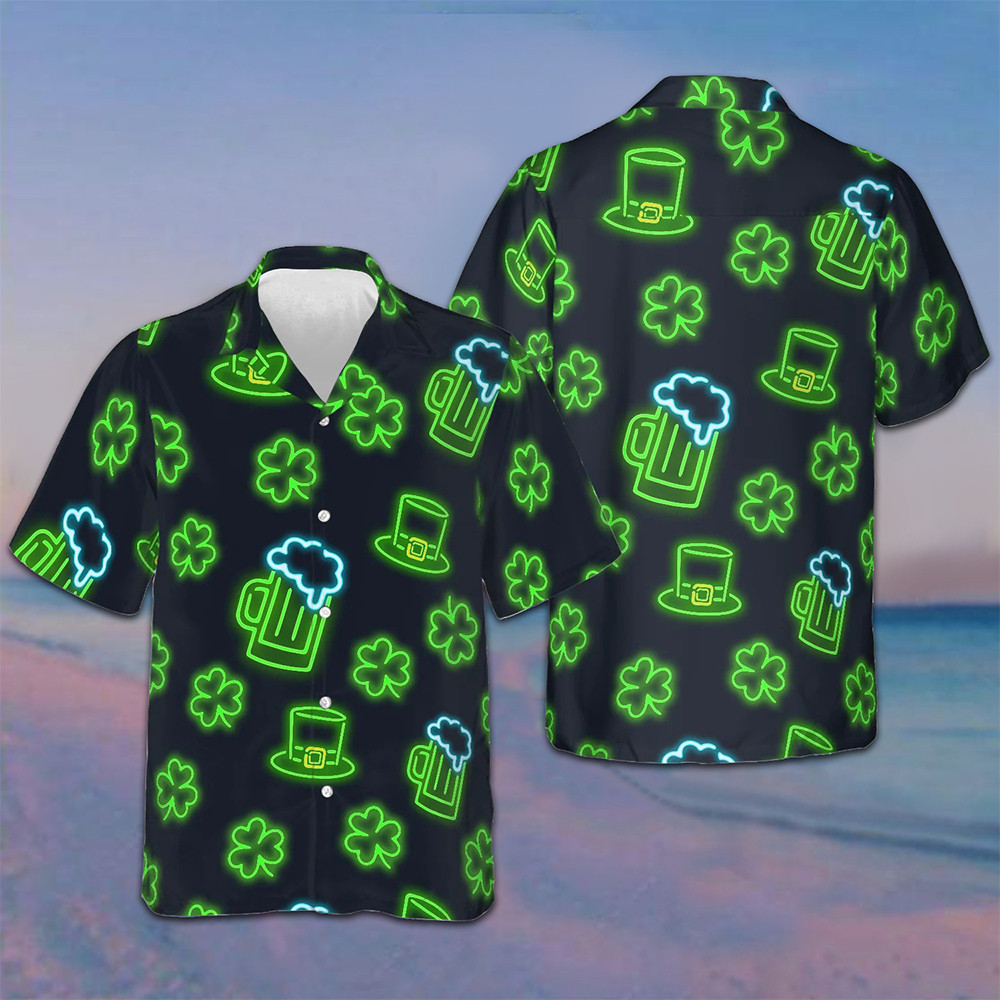 St Patrick's Day Hawaiian Shirt Mens Summer Button Down Shirts Irish Gifts