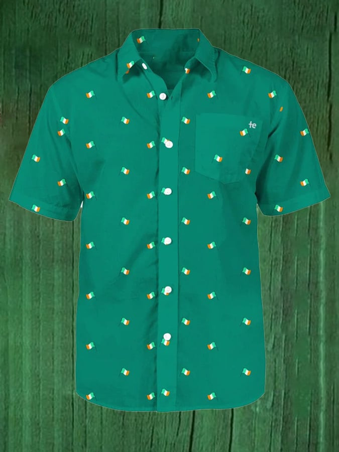 St Patrick's Day Irish Flag Button Up Shirt St Patty’s Day Apparel Cool Gifts For Guys Ireland