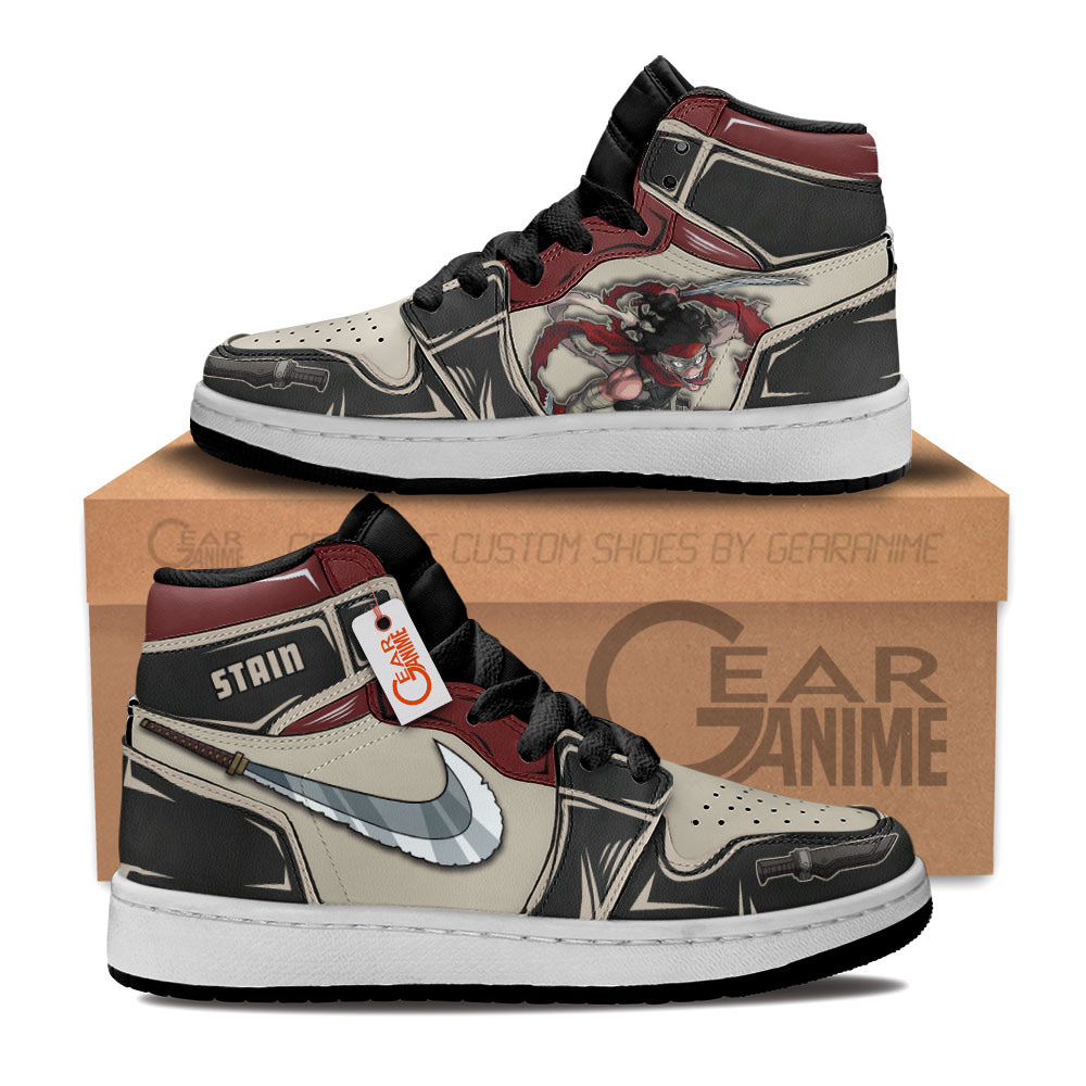 Stain Custom Anime Kids High-Top Leather Sneakers Personalized