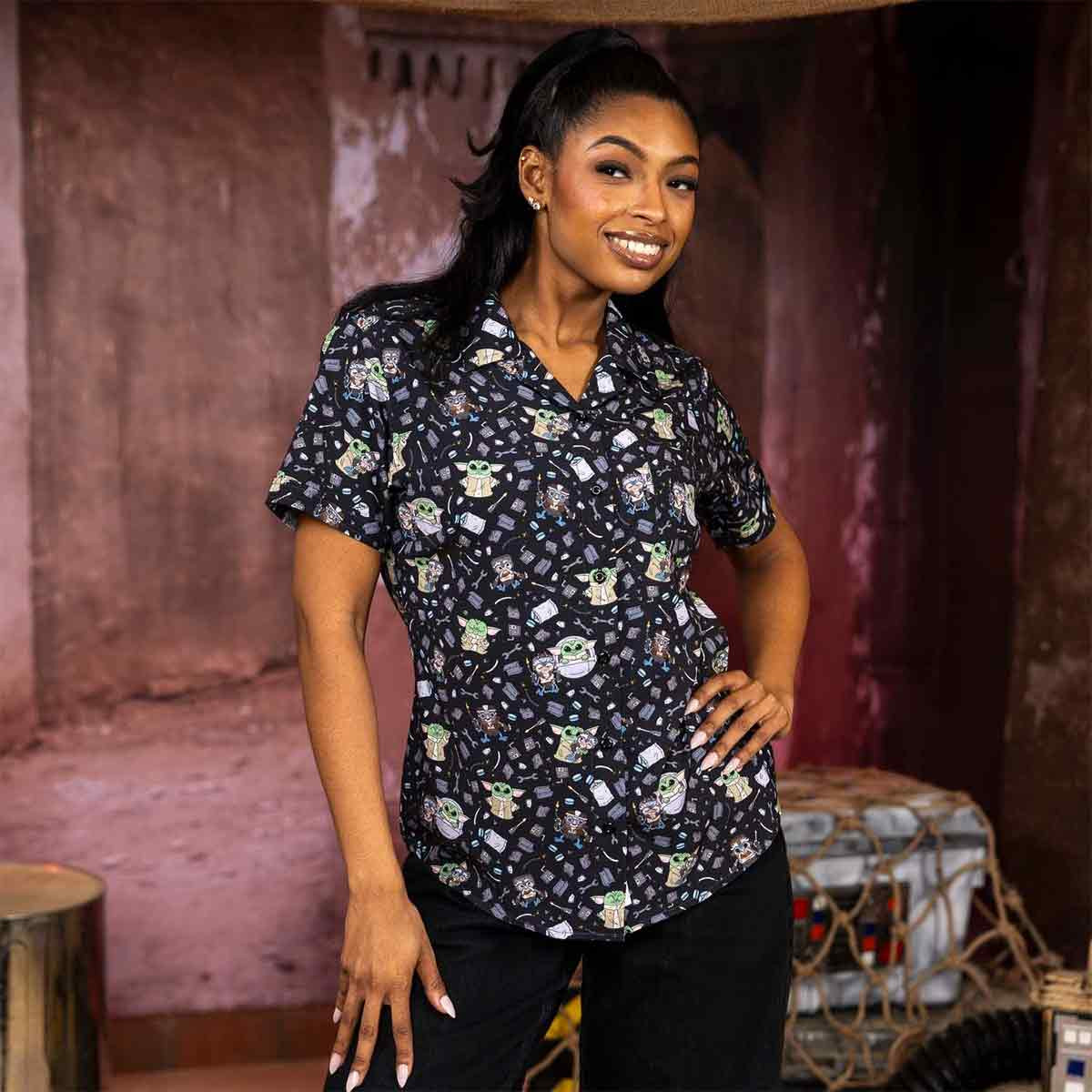 Star Wars Day Merch Frik And Grogu Women's Hawaiian Shirt Gifts For Mom Birthday