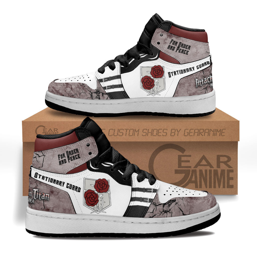 Stationary Guard Custom Anime Kids High-Top Leather Sneakers