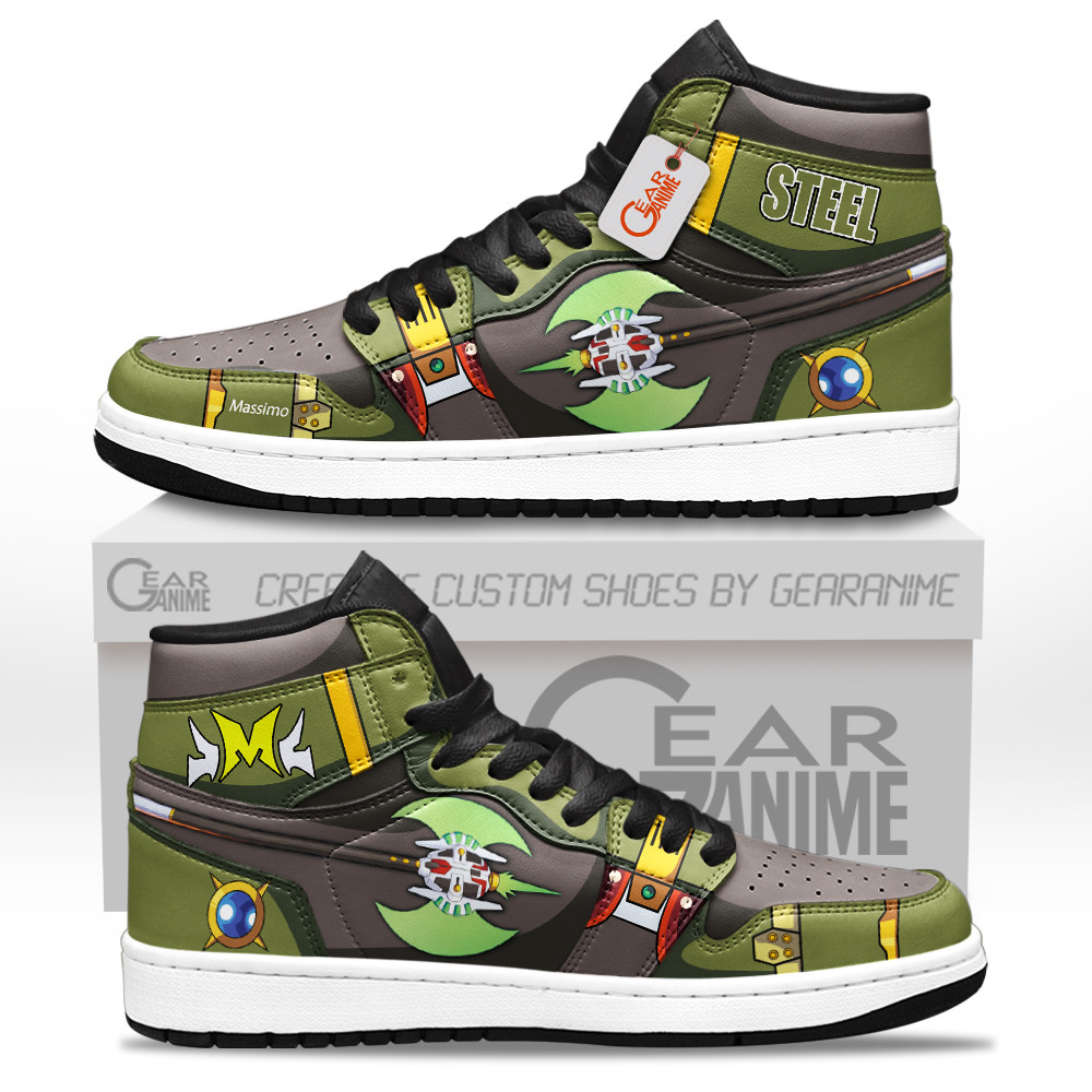 Steel Massimo Custom Gaming High-Top Leather Sneakers Megaman Custom Shoes
