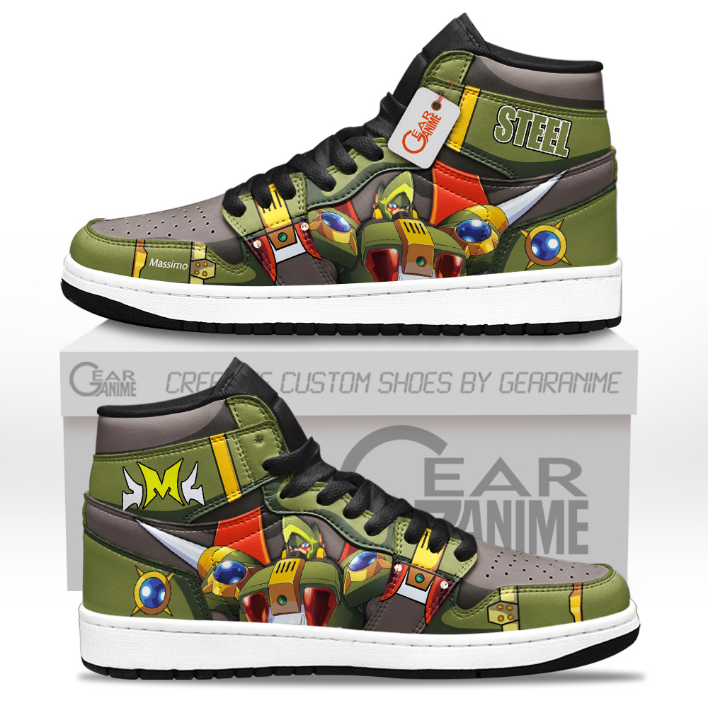 Steel Massimo Custom Gaming High-Top Leather Sneakers Megaman Shoes