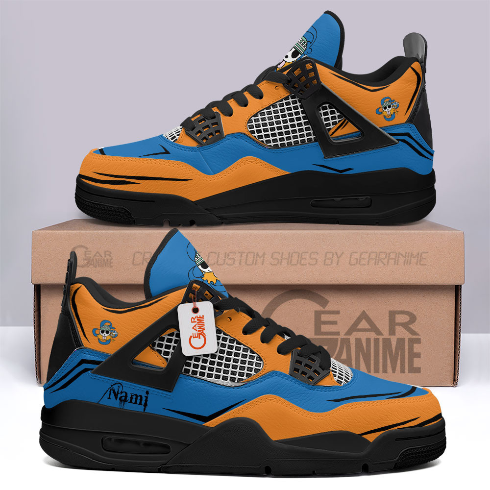 Straw Hat Nami Retro 4 Leather Sneakers Cat Burglar Custom Name