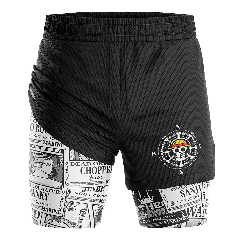 Straw Hat Wanted Pattern One Piece 2-in-1 Performance Shorts