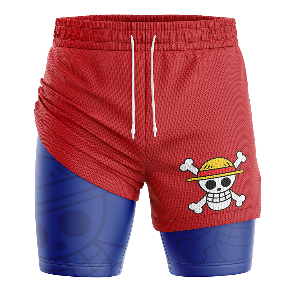 Straw Hats Luffy V2 One Piece 2-in-1 Performance Shorts