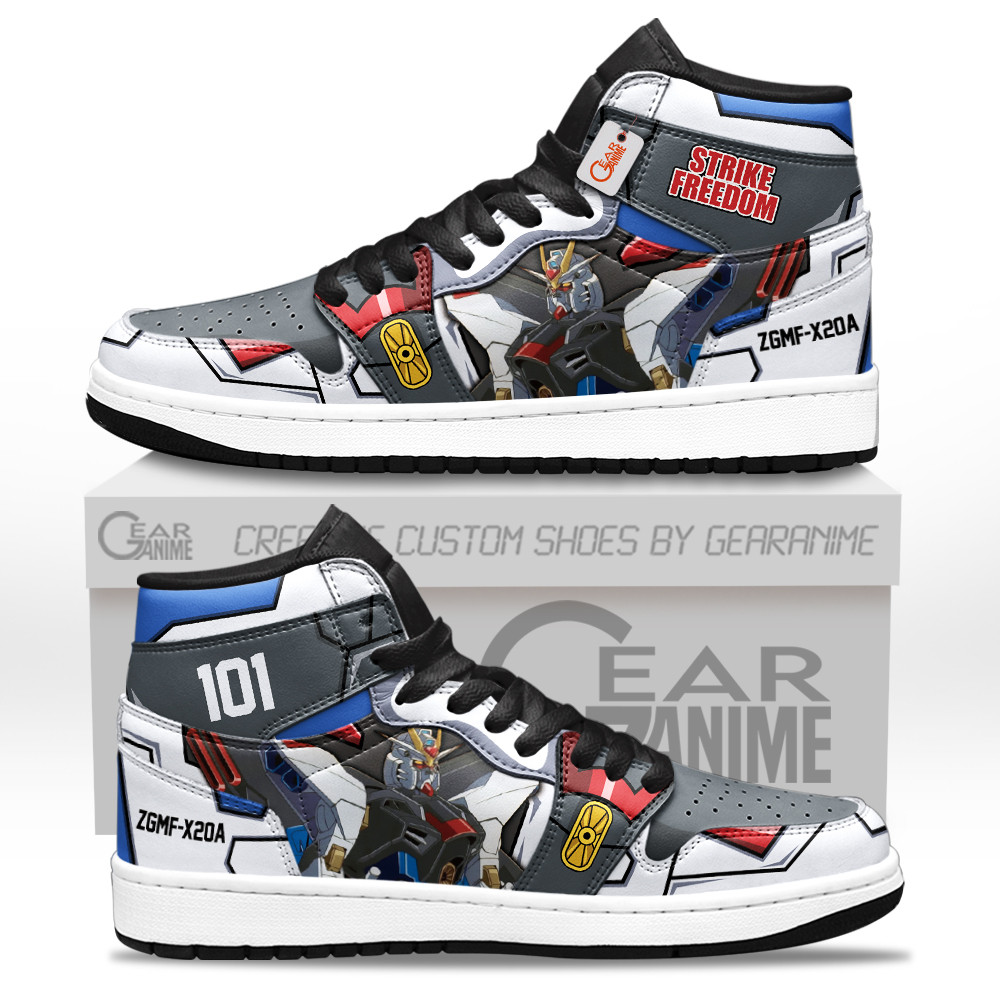 Strike Freedom Gundam High-Top Leather Sneakers Custom Name
