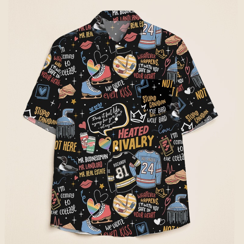 Stupid Canadian Wolf Bird Button Up Shirt Hockey Romance Movie Fan Apparel Heated Rivalry Merch
