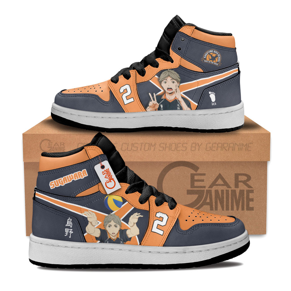 Sugawara Koushi Custom Anime Kids High-Top Leather Sneakers Personalized