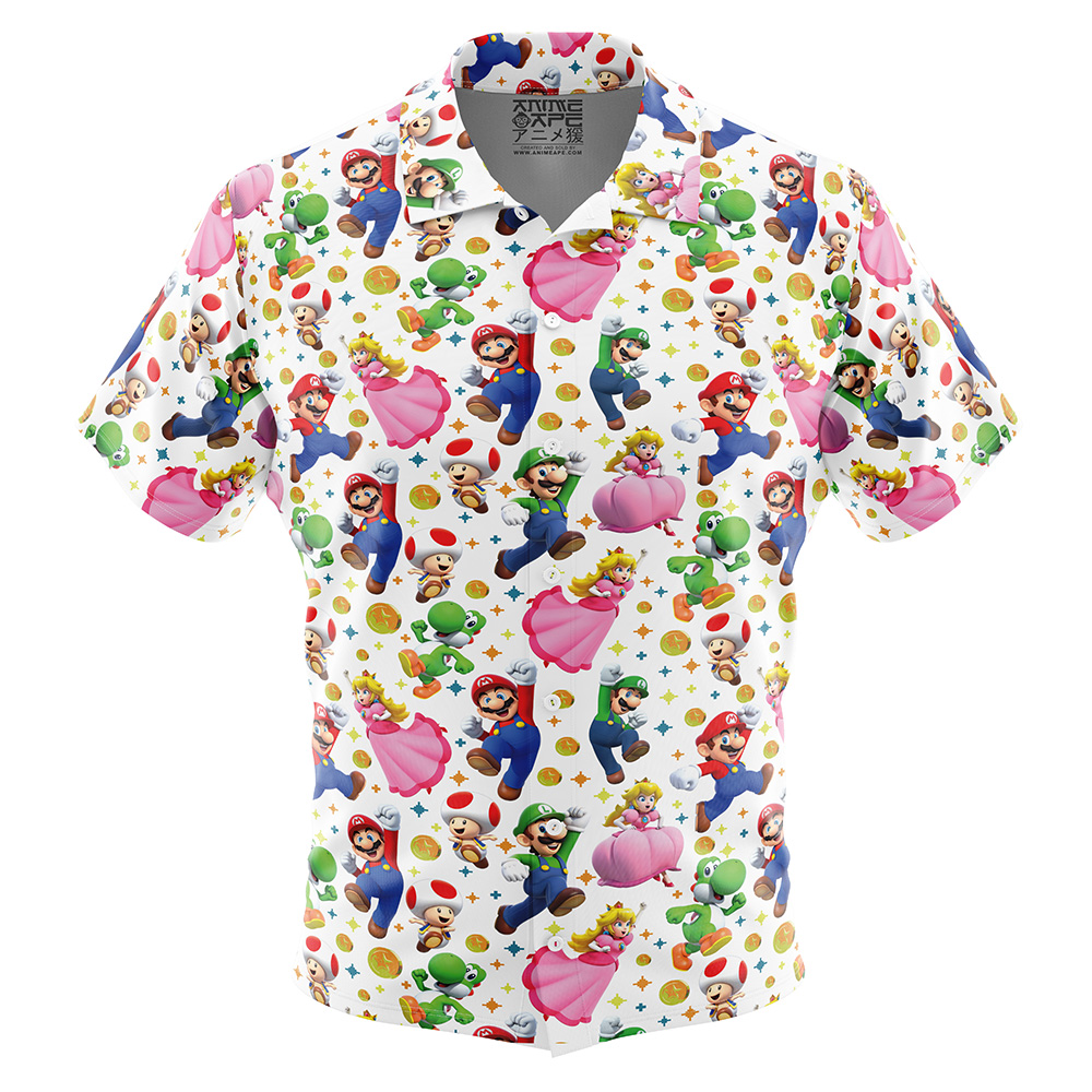 Super Mario Bros Button Up Hawaiian Shirt