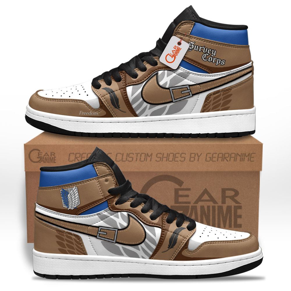 Survey Corp Custom Anime High-Top Leather Sneakers Wings Of Freedom Edition