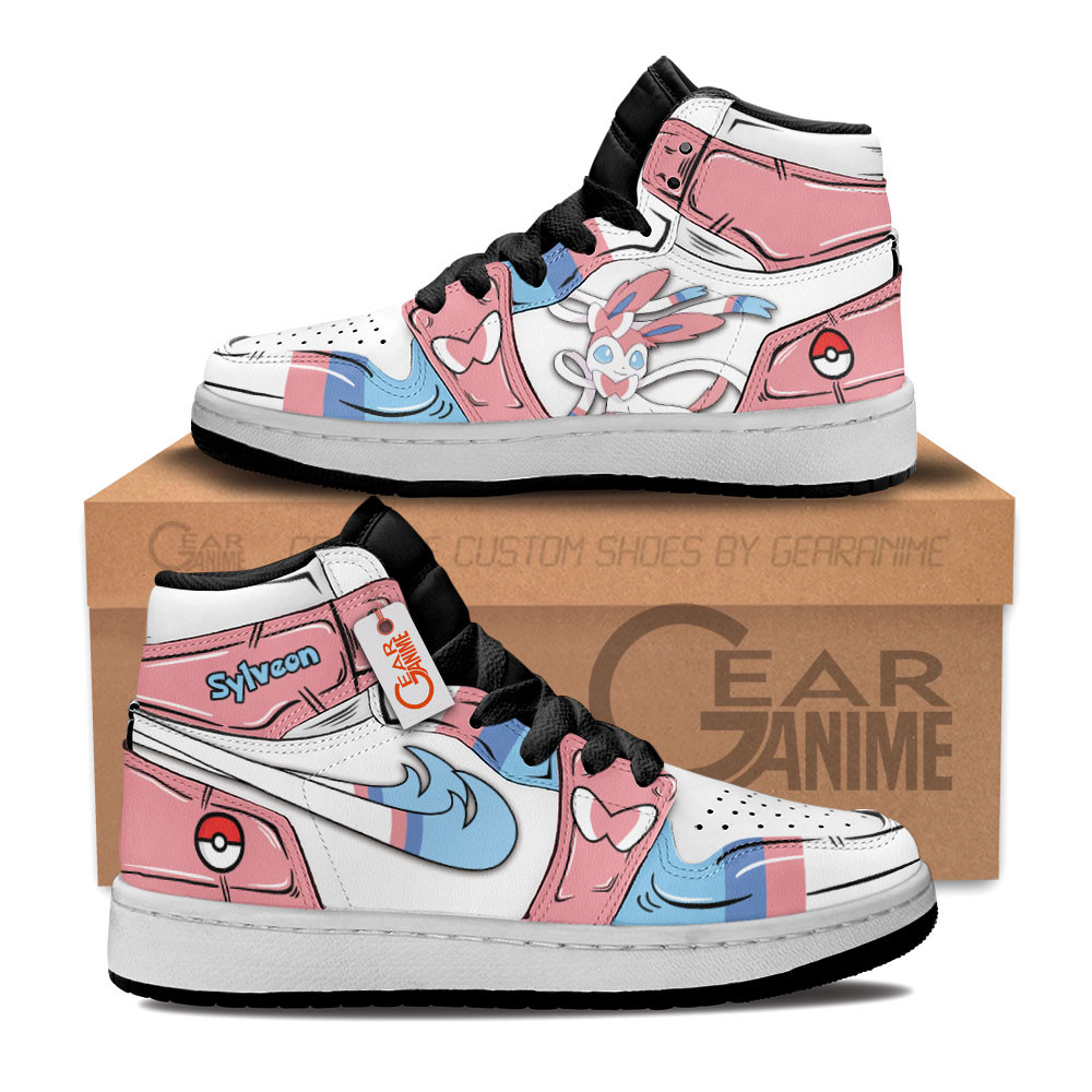 Sylveon Custom Anime Kids High-Top Leather Sneakers Custom Name
