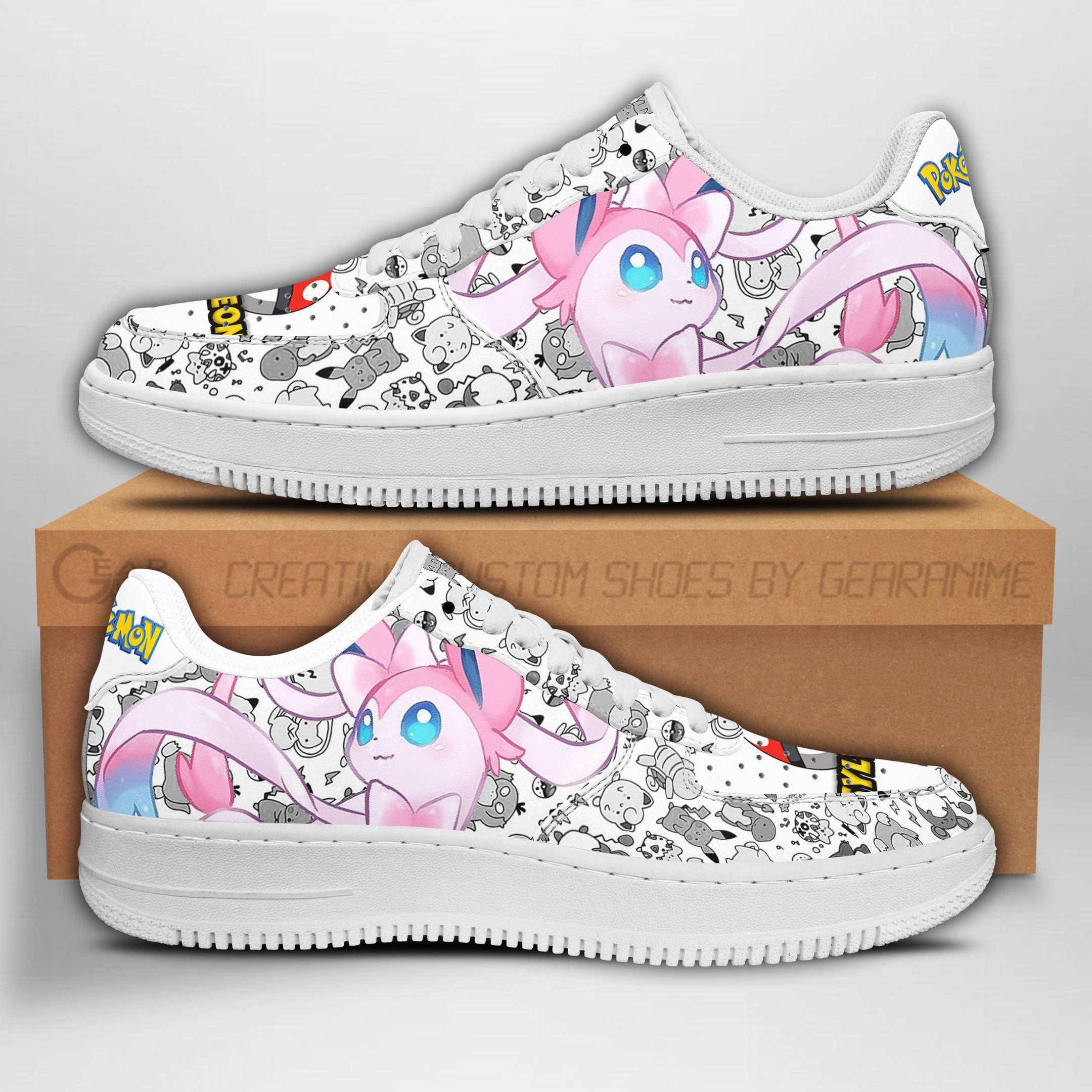 Sylveon Custom Anime Low-Top Leather Sneakers