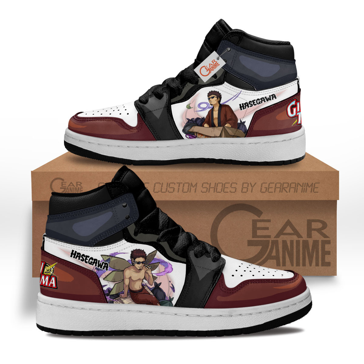 Taizo Hasegawa Custom Anime Kids High-Top Leather Sneakers MV1302