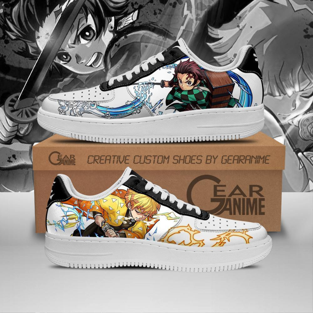 Tanjiro & Zenitsu Custom Anime Low-Top Leather Sneakers