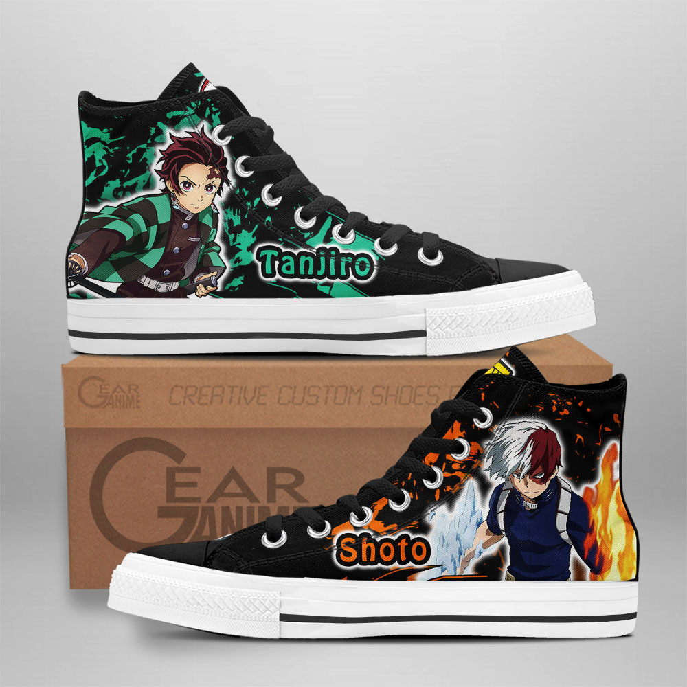Tanjiro and Shoto Todoroki Custom Anime High-Top Canvas Shoes NTT210
