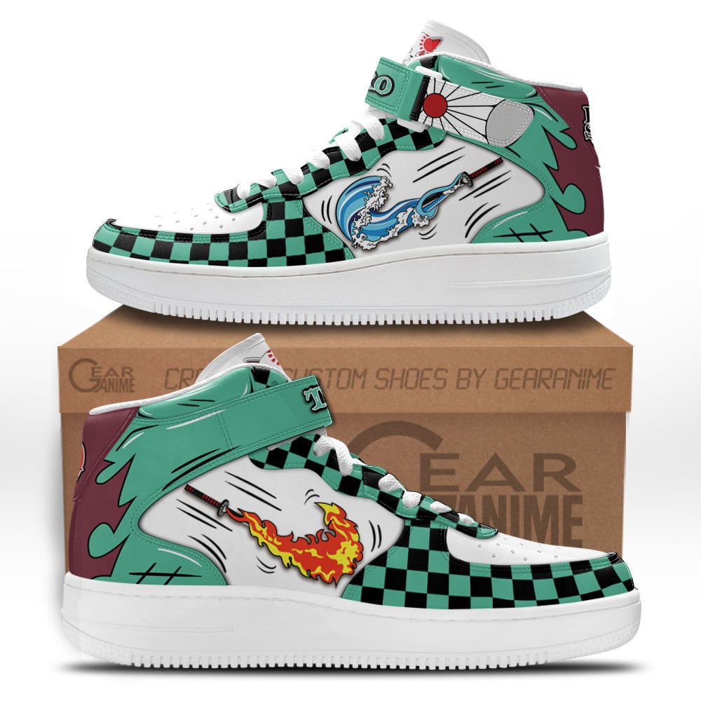 Tanjiro Custom Anime Mid-Top Leather Sneakers