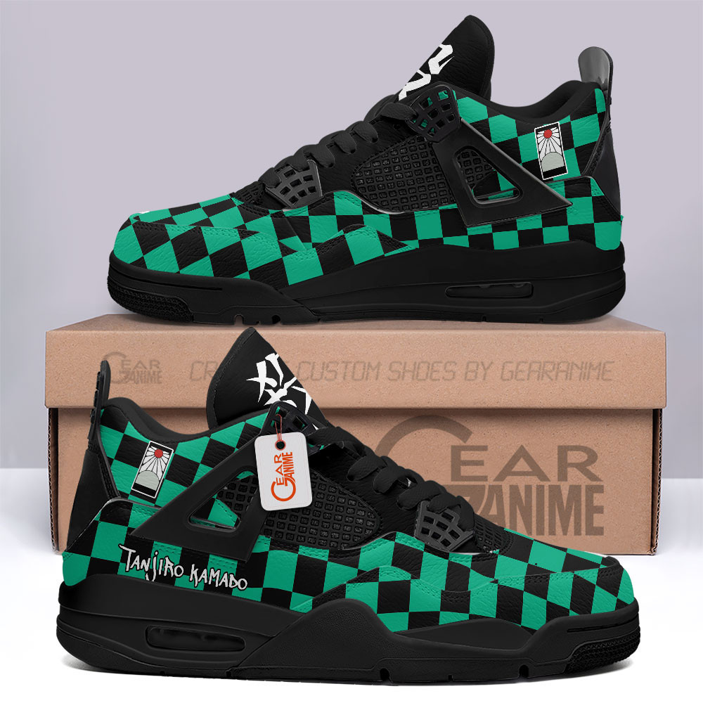 Tanjiro Retro 4 Leather Sneakers Custom Name