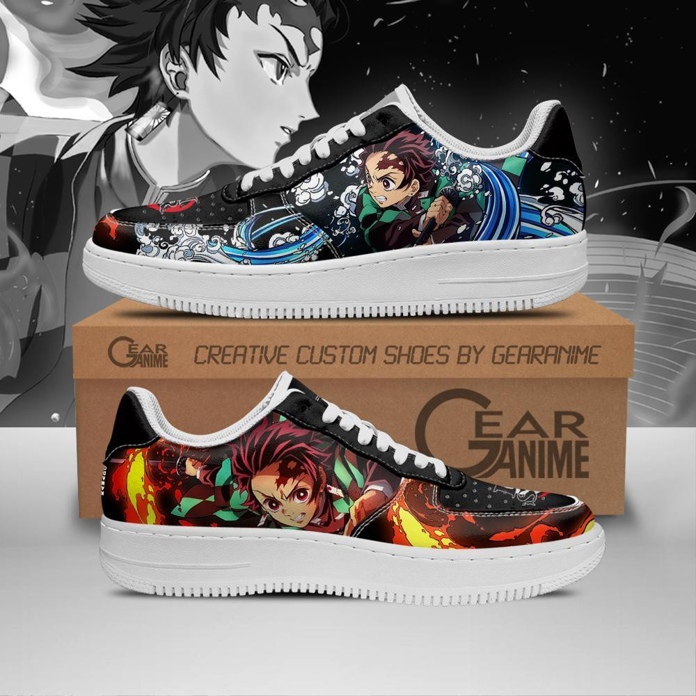 Tanjiro Water and Sun Custom Anime Low-Top Leather Sneakers