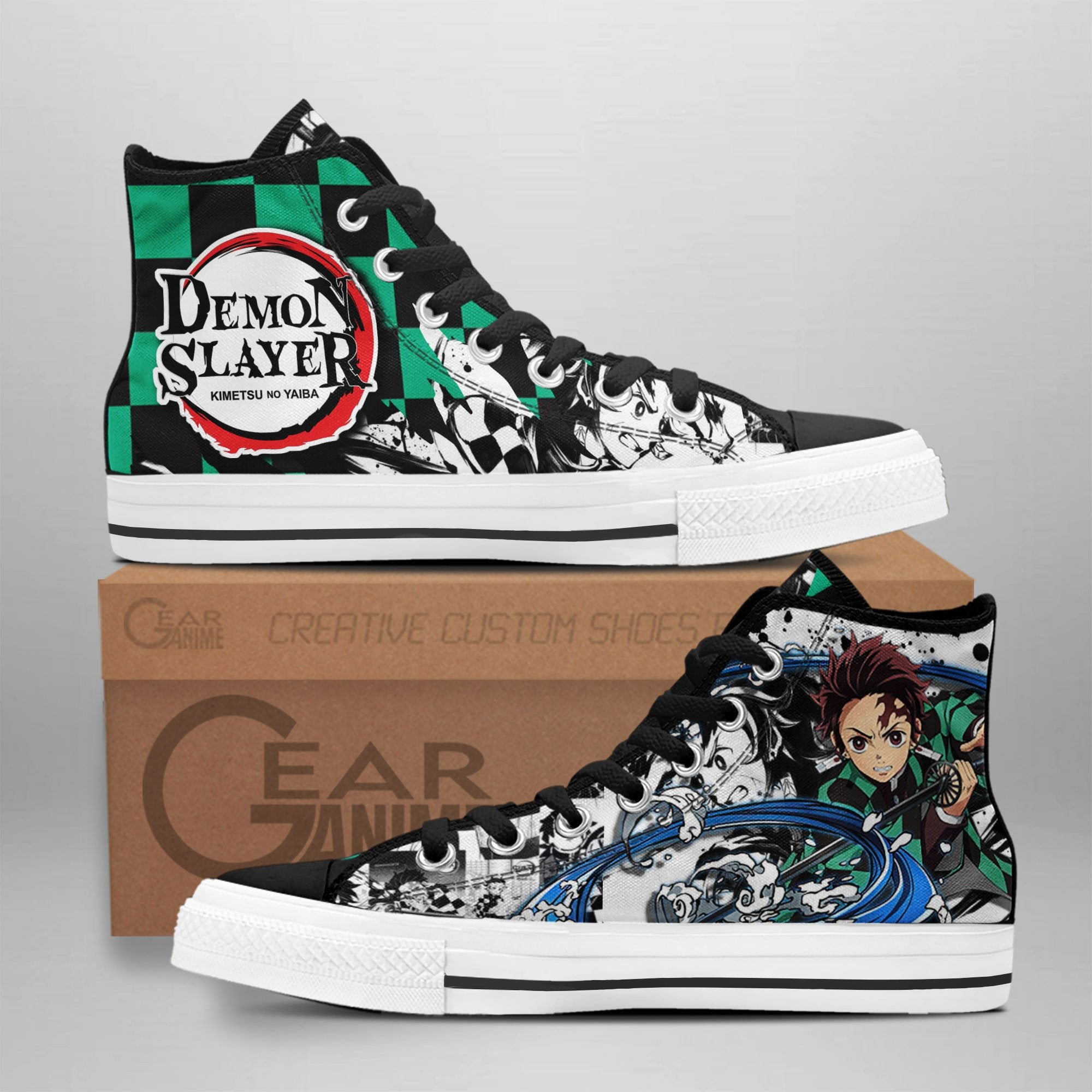 Tanjiro Water Breathing Custom Anime High-Top Canvas Shoes