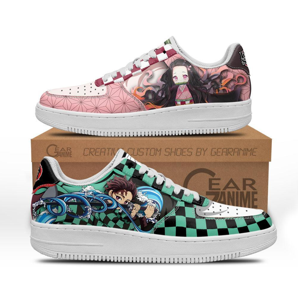 Tanjro and Nezuko Custom Anime Low-Top Leather Sneakers