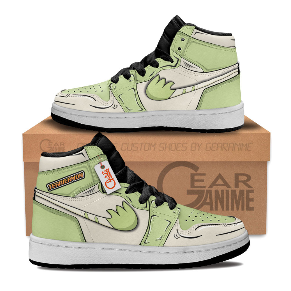 Terriermon Custom Anime Kids High-Top Leather Sneakers
