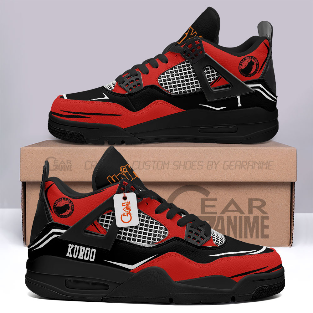 Tetsuro Kuroo Retro 4 Leather Sneakers Custom Name