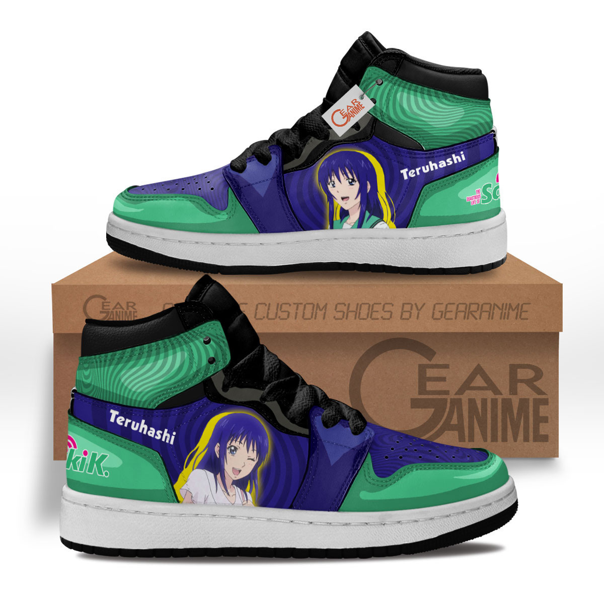 The Disastrous Life of Saiki K Kokomi Teruhashi Custom Anime Kids High-Top Leather Sneakers MV0603