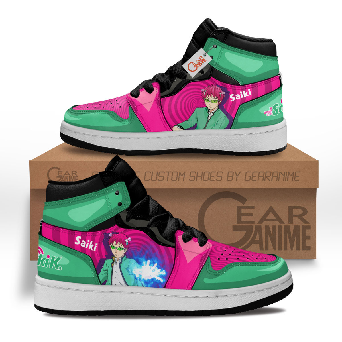 The Disastrous Life of Saiki K Kusuo Saiki Custom Anime Kids High-Top Leather Sneakers MV0603