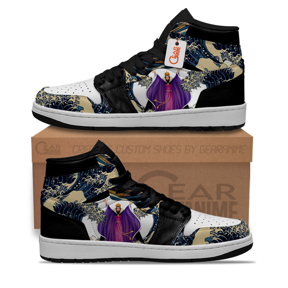 The Evil Queen Kanagawa Great Wave Custom Movie High-Top Leather Sneakers