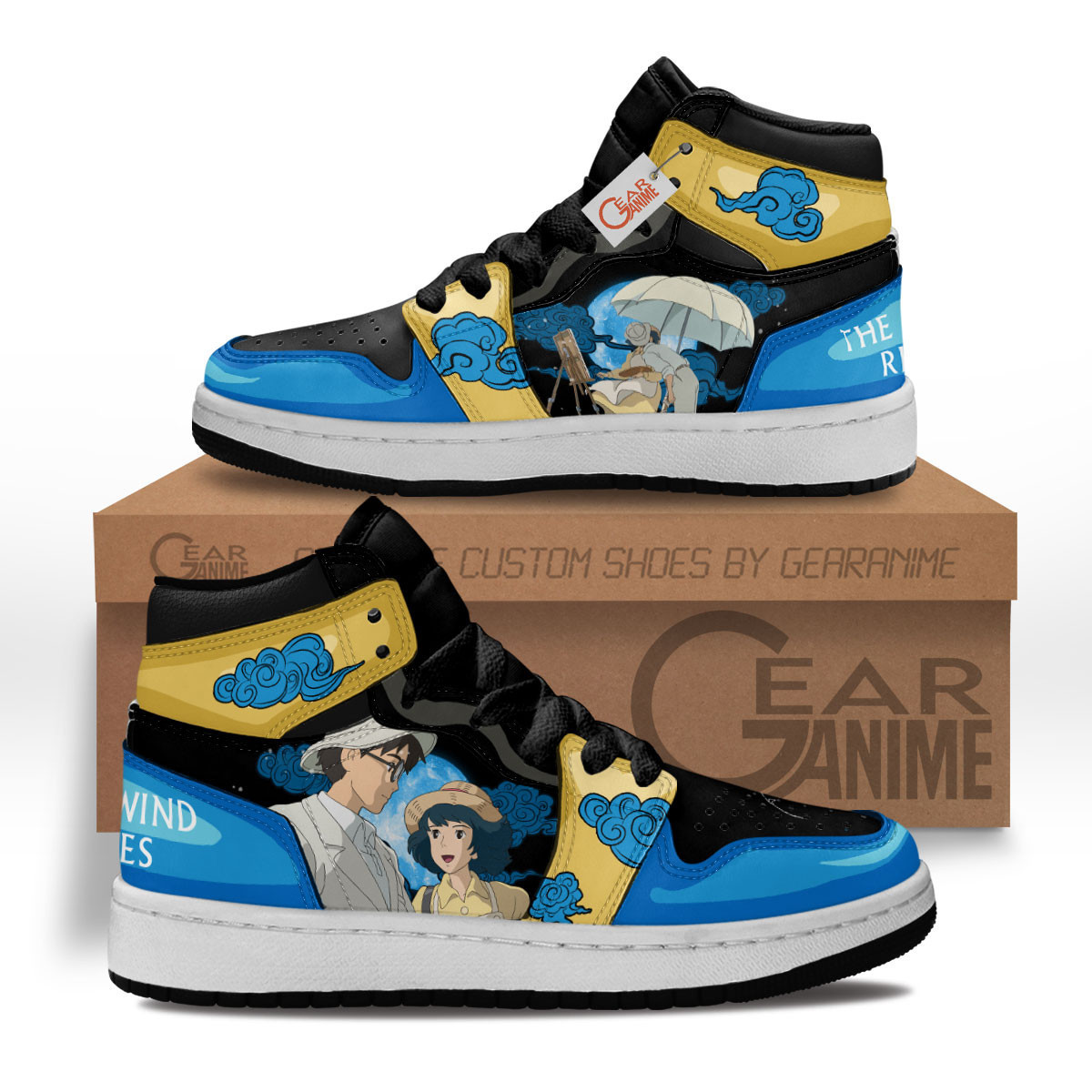 The Wind Rises Jiro and Naoko Custom Anime Kids High-Top Leather Sneakers MV2103