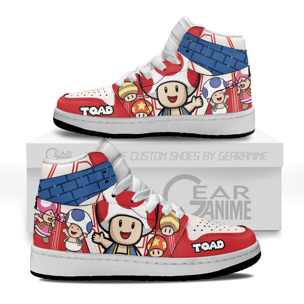 Toad Kids Custom Gaming High-Top Leather Sneakers Custom