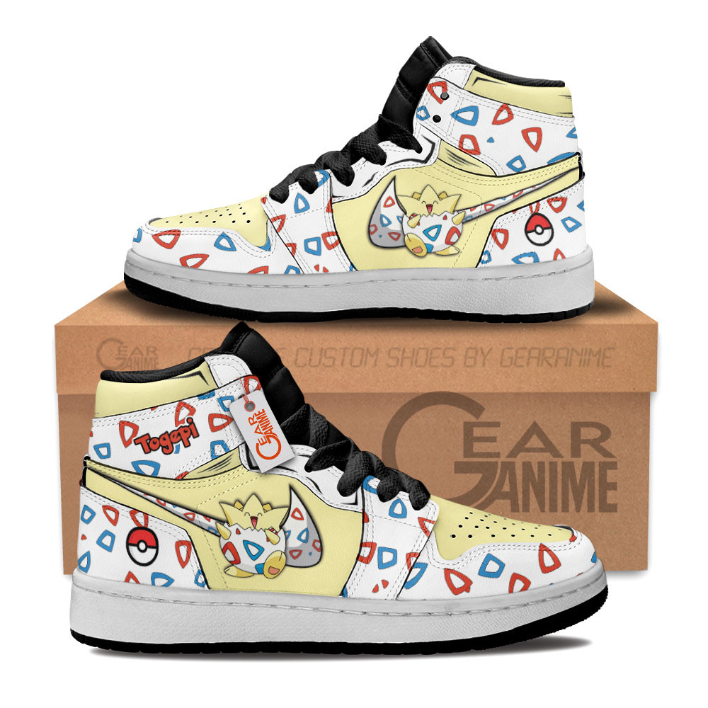Togepi Custom Anime Kids High-Top Leather Sneakers Personalized