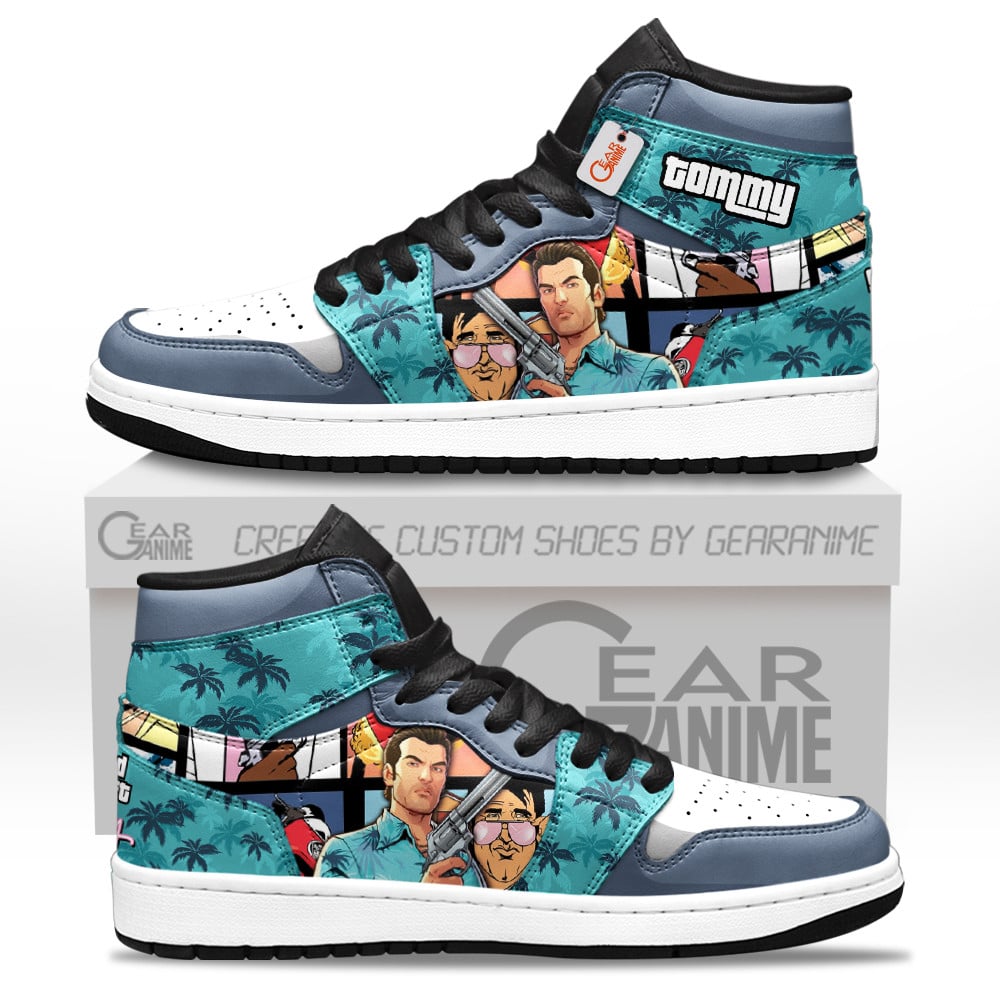 Tommy Vercetti Custom Gaming High-Top Leather Sneakers GTA Game Collection Personalized