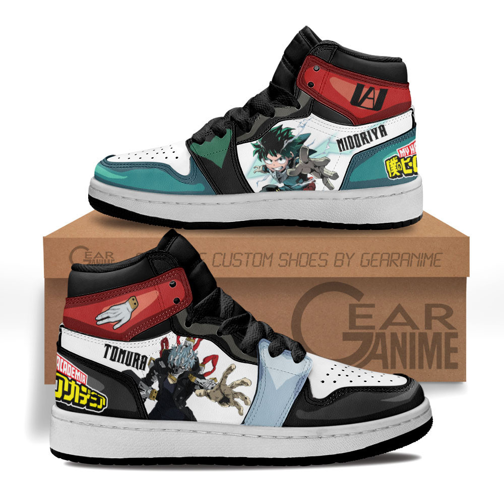 Tomura Shigaraki and Izuku Midoriya Custom Anime Kids High-Top Leather Sneakers
