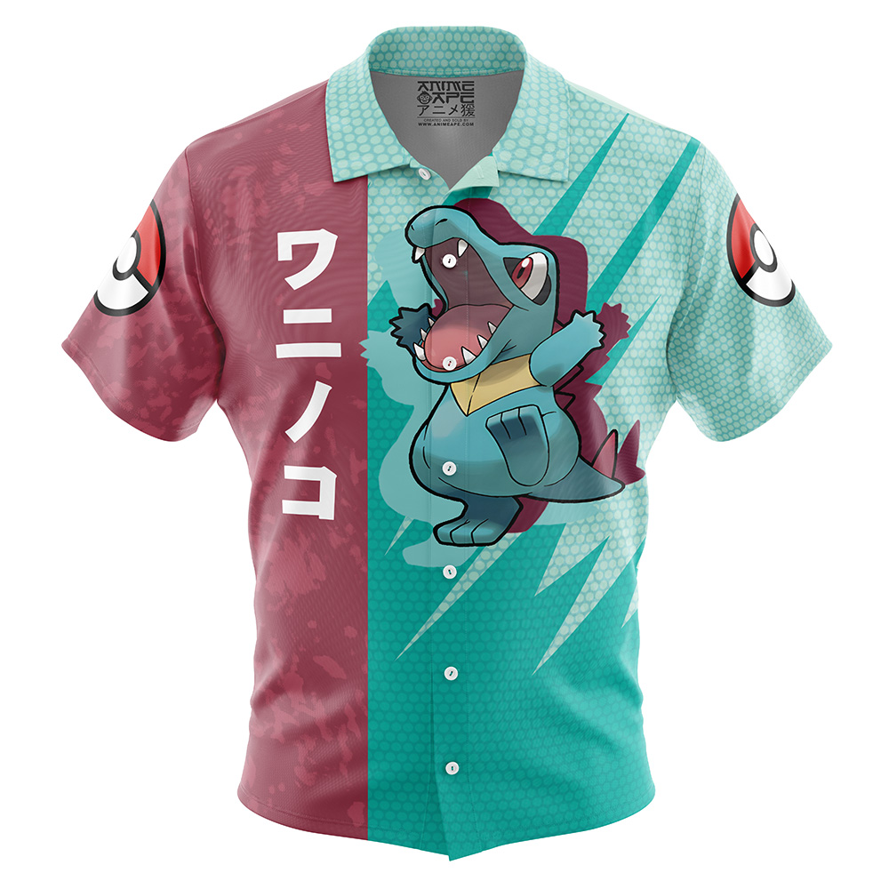 Totodile Attack Pokemon Button Up Hawaiian Shirt