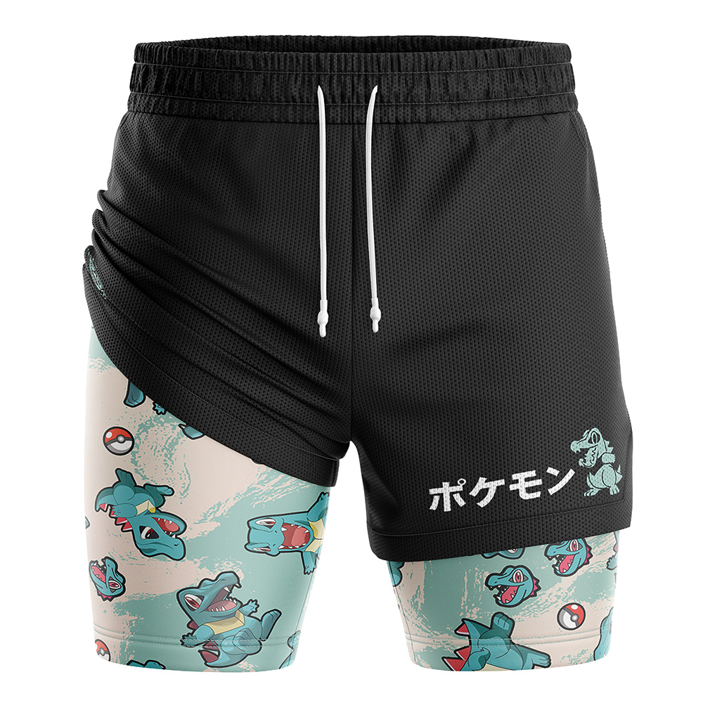 Totodile Pattern Pokemon 2-in-1 Performance Shorts