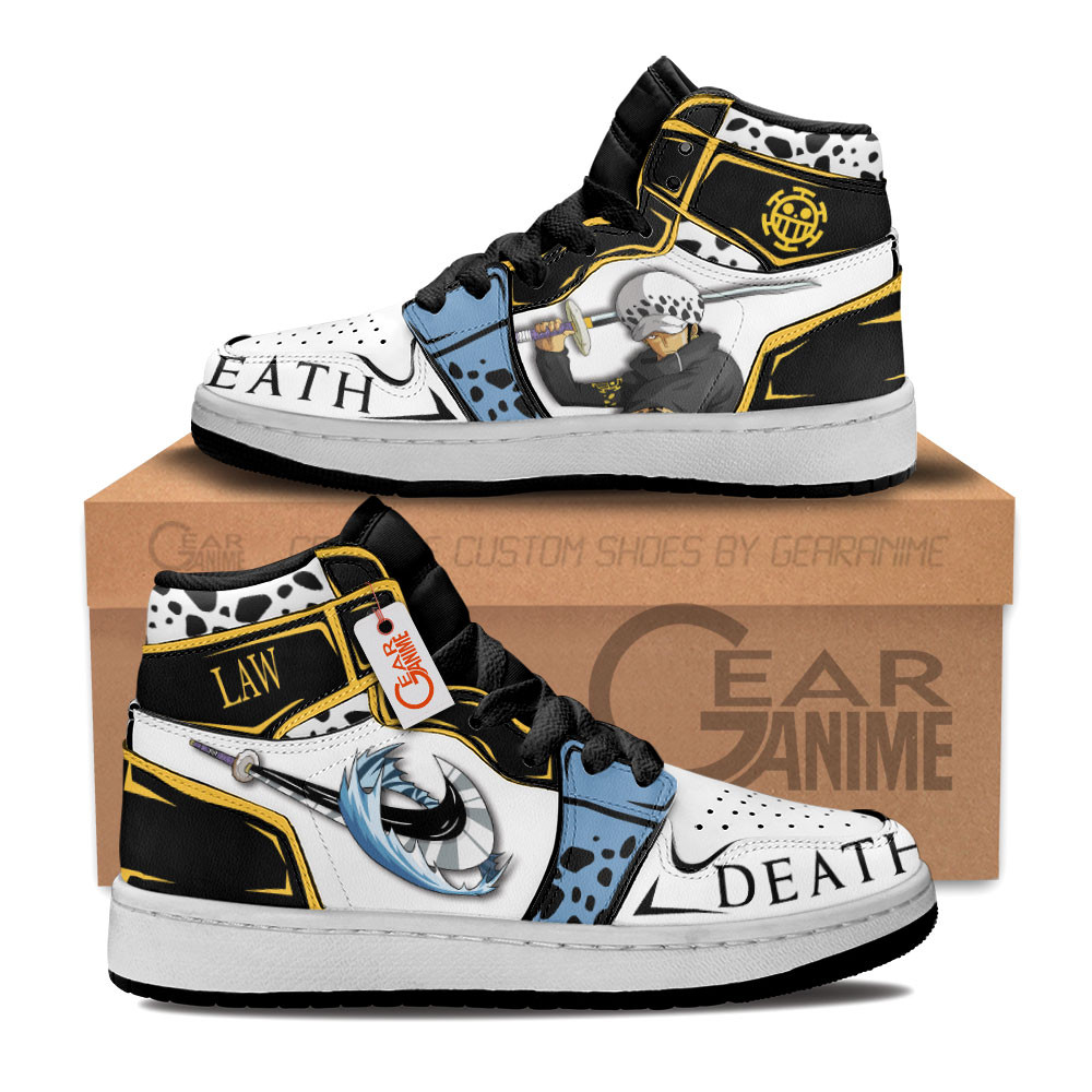 Trafalgar D. Law Custom Anime Kids High-Top Leather Sneakers Personalized