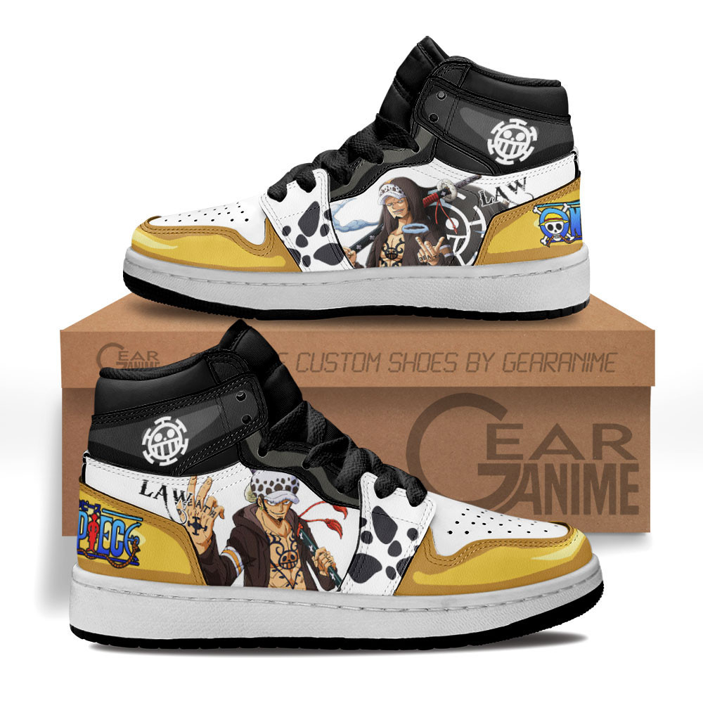 Trafalgar Law Custom Anime Kids High-Top Leather Sneakers