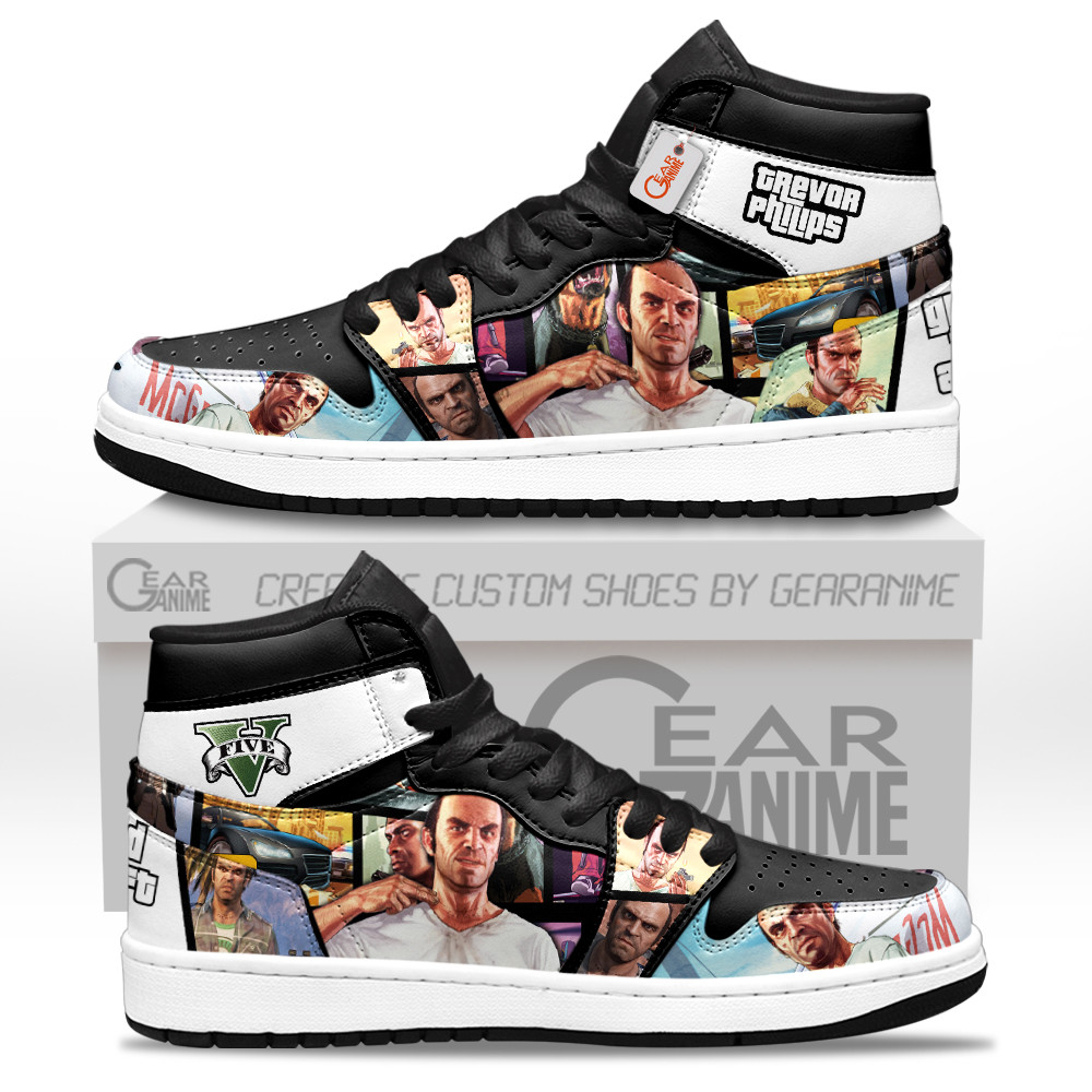 Trevor Philips Custom Gaming High-Top Leather Sneakers GTA Game Personalized