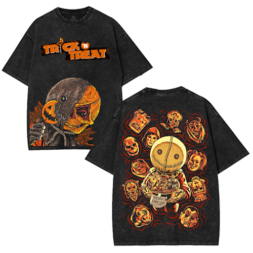 Trick ‘R Treat Sam Vintage Washed Oversized Halloween – Washed Tee Cotton Menswear Top  | SEP 70