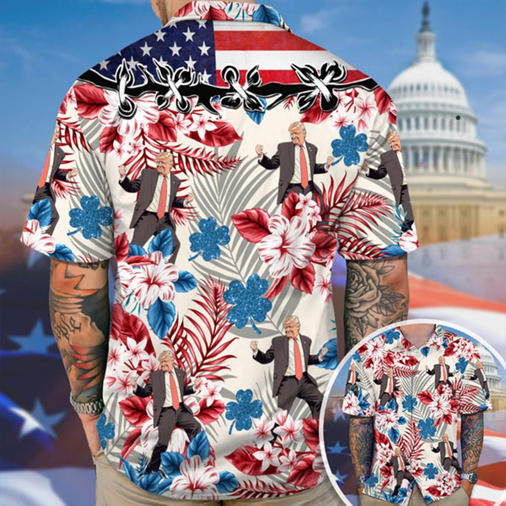 Trump Dancing St. Patrick's Day Hawaiian Shirt Funny St Patricks Day Shirts Trump 47 Merch