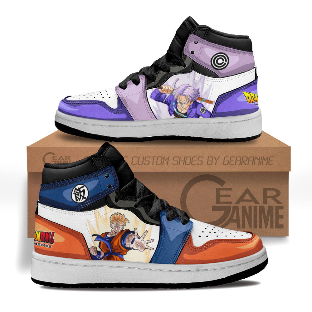 Trunks and Gohan Custom Anime Kids High-Top Leather Sneakers