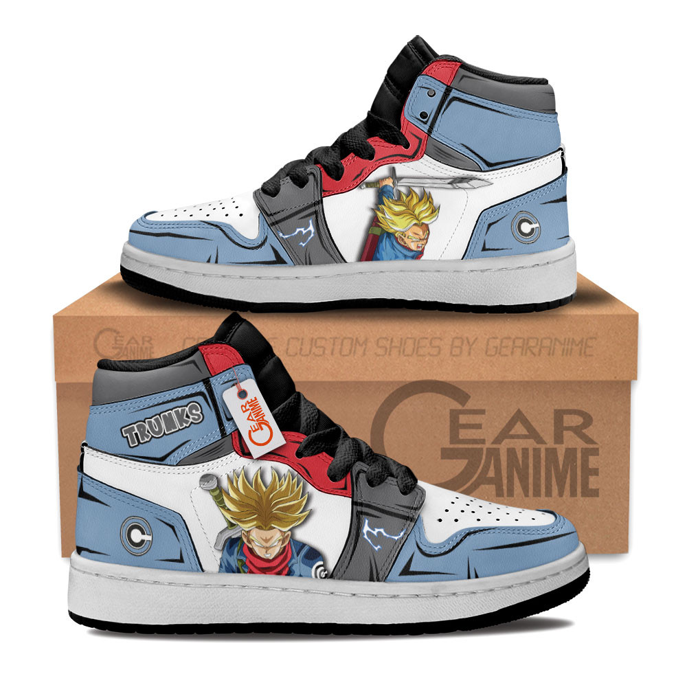 Trunks Super Saiyan Custom Anime Kids High-Top Leather Sneakers Personalized