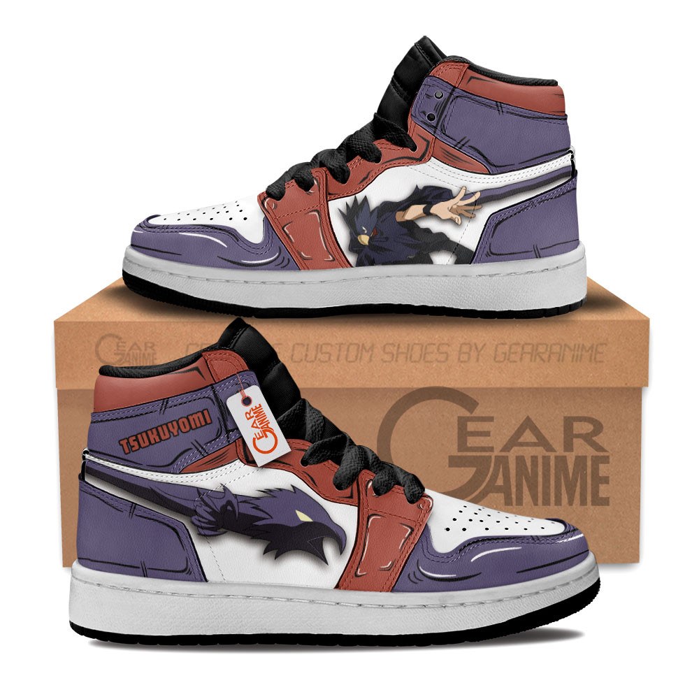 Tsukuyomi Custom Anime Kids High-Top Leather Sneakers Personalized