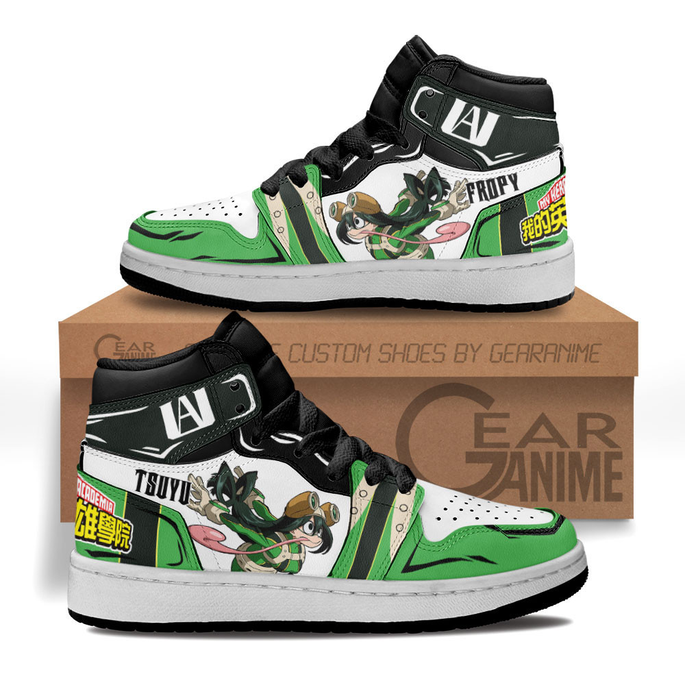 Tsuyu Asui Custom Anime Kids High-Top Leather Sneakers