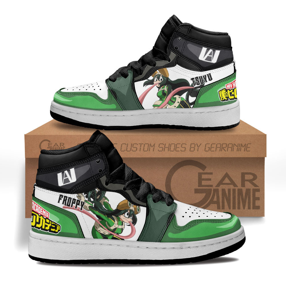 Tsuyu Asui Custom Anime Kids High-Top Leather Sneakers