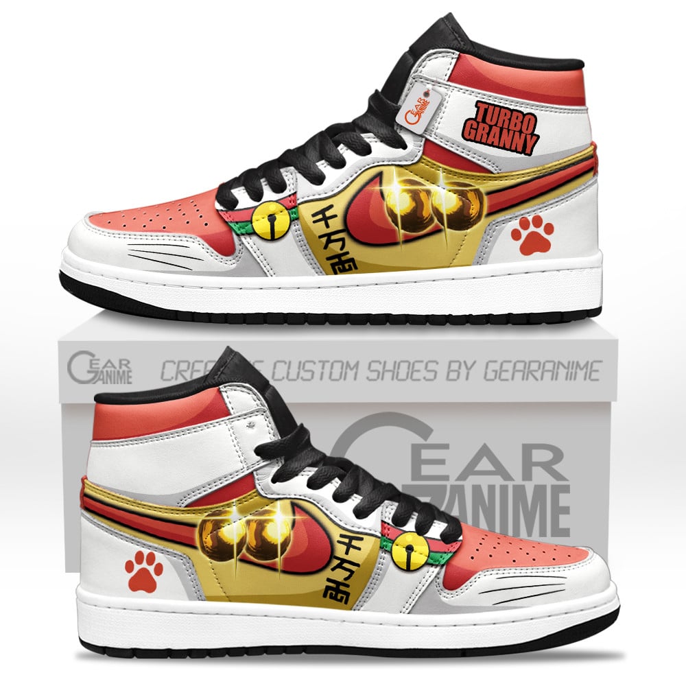 Turbo Granny Maneki Neko High-Top Leather Sneakers Custom Name